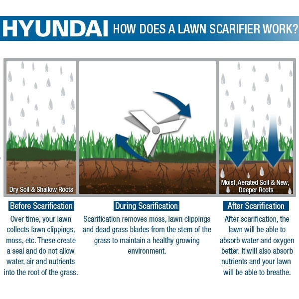 Hyundai HYSC210 petrol lawn scarifier view 3