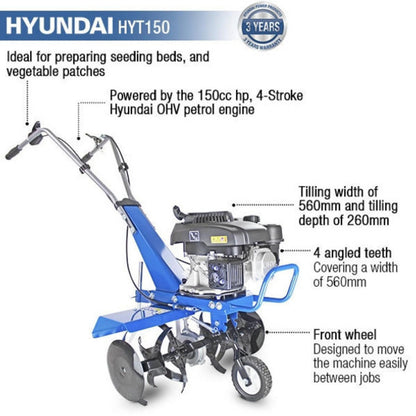 Hyundai HYT150 petrol garden tiller view 3