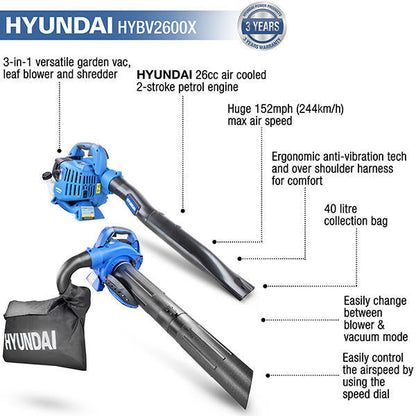 Hyundai HYBV2600X petrol leaf blower view 2