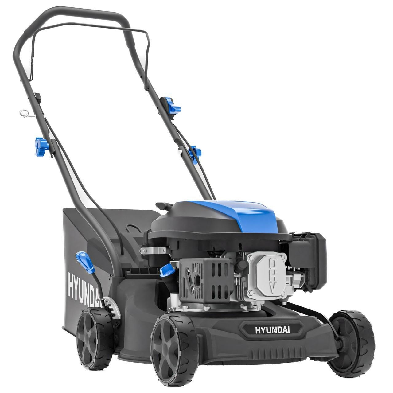 Hyundai HYM16130PX petrol lawnmower rear view