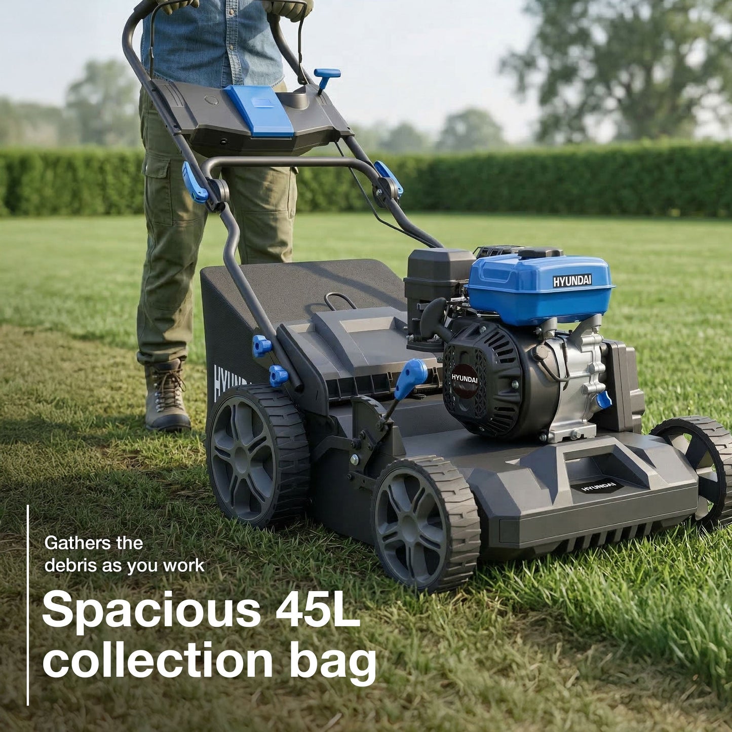 Hyundai HYSC225X petrol lawn scarifier view 2