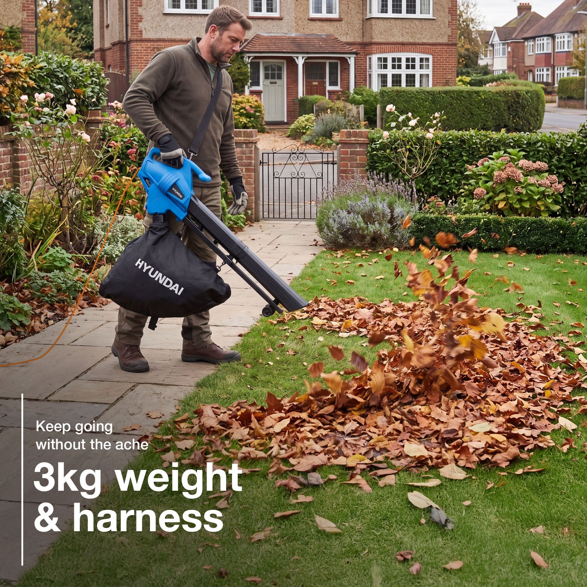 Hyundai HYBV3000E3 electric leaf blower and vacuum view 2
