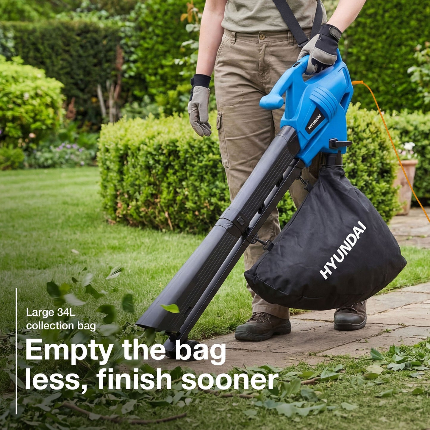 Hyundai HYBV3000E3 electric leaf blower and vacuum view 3