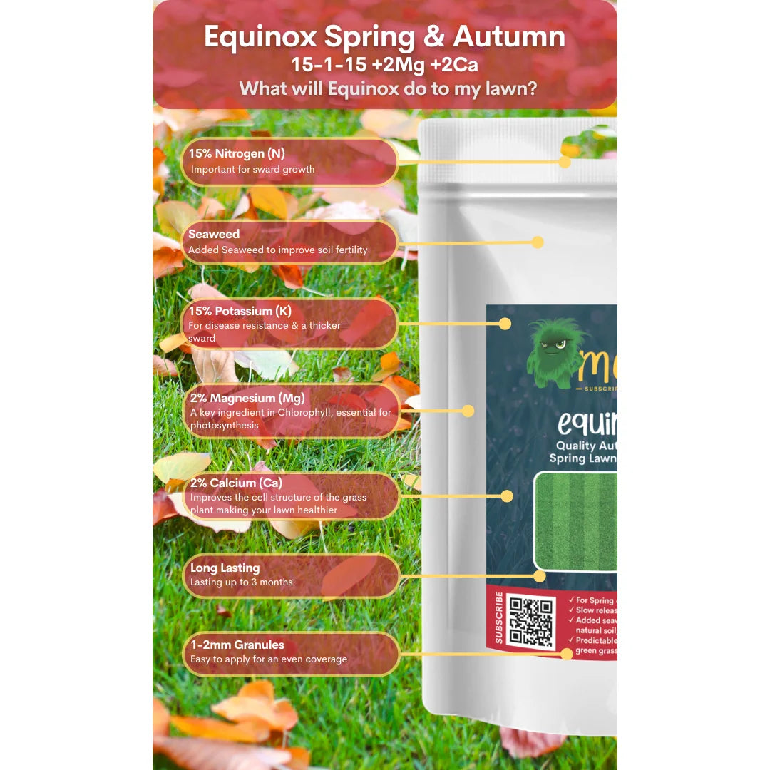 Equinox Spring & Autumn Lawn Fertiliser 15-1-15 +1Mg +2.5Ca +Seaweed