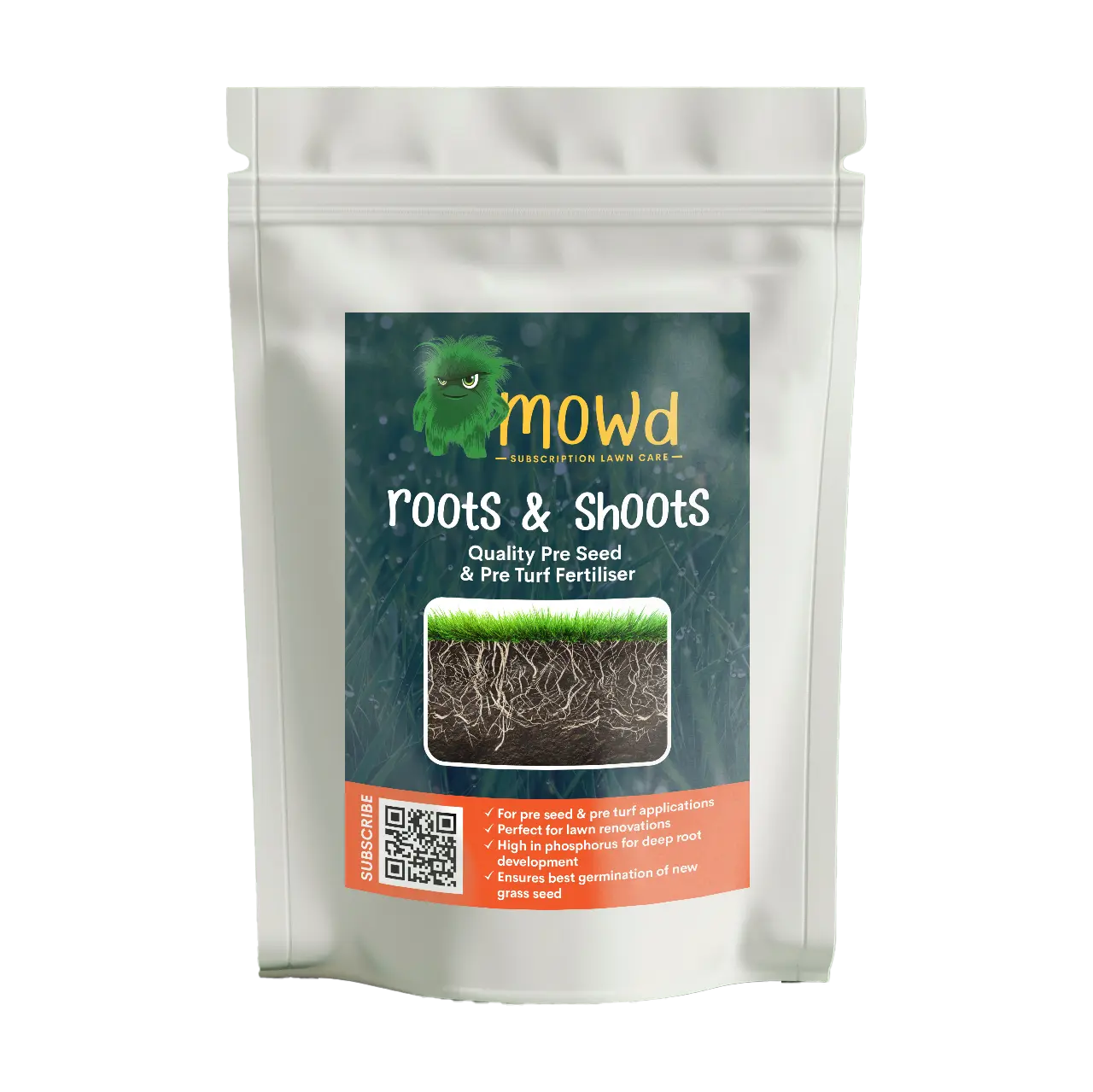 Roots & Shoots pre-seed fertiliser granules for new lawns