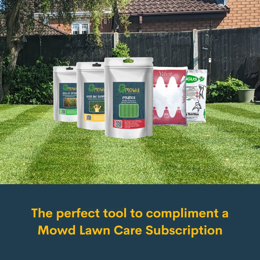 Mowd products with tagline perfect tool to compliment a mowd lawn care subscription