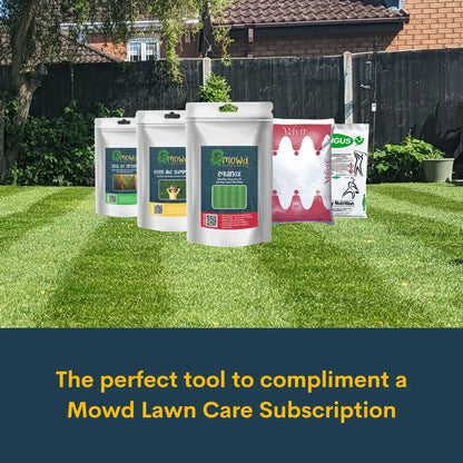 Mowd products with tagline perfect tool to compliment a mowd lawn care subscription