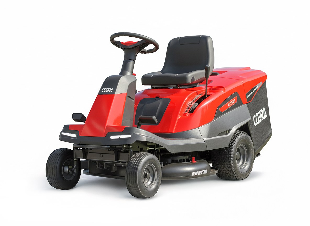 Cobra LT74HRL petrol ride-on mower with headlights and rear collector