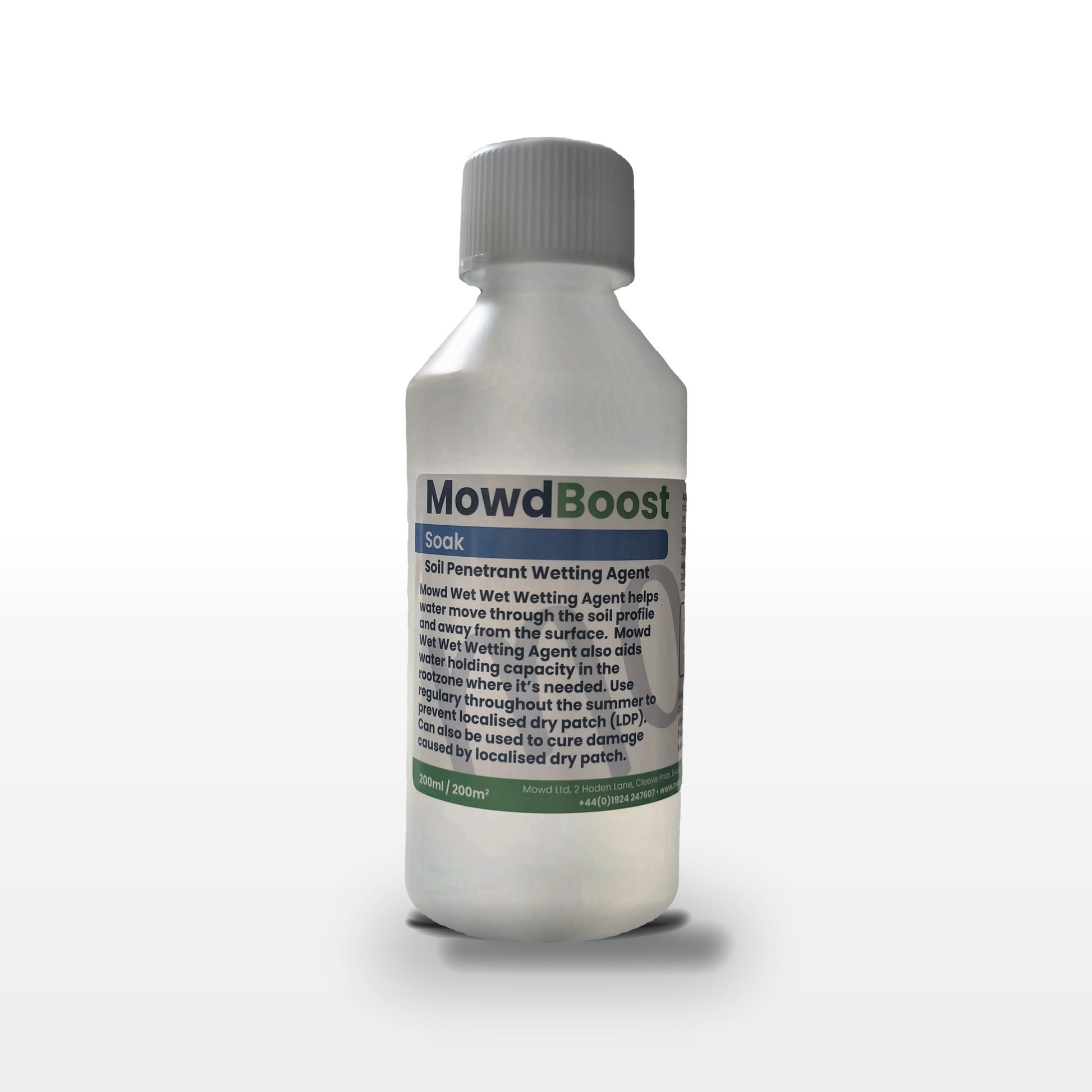 MowdBoost Soak liquid lawn wetting agent and soil penetrant, 200ml bottle