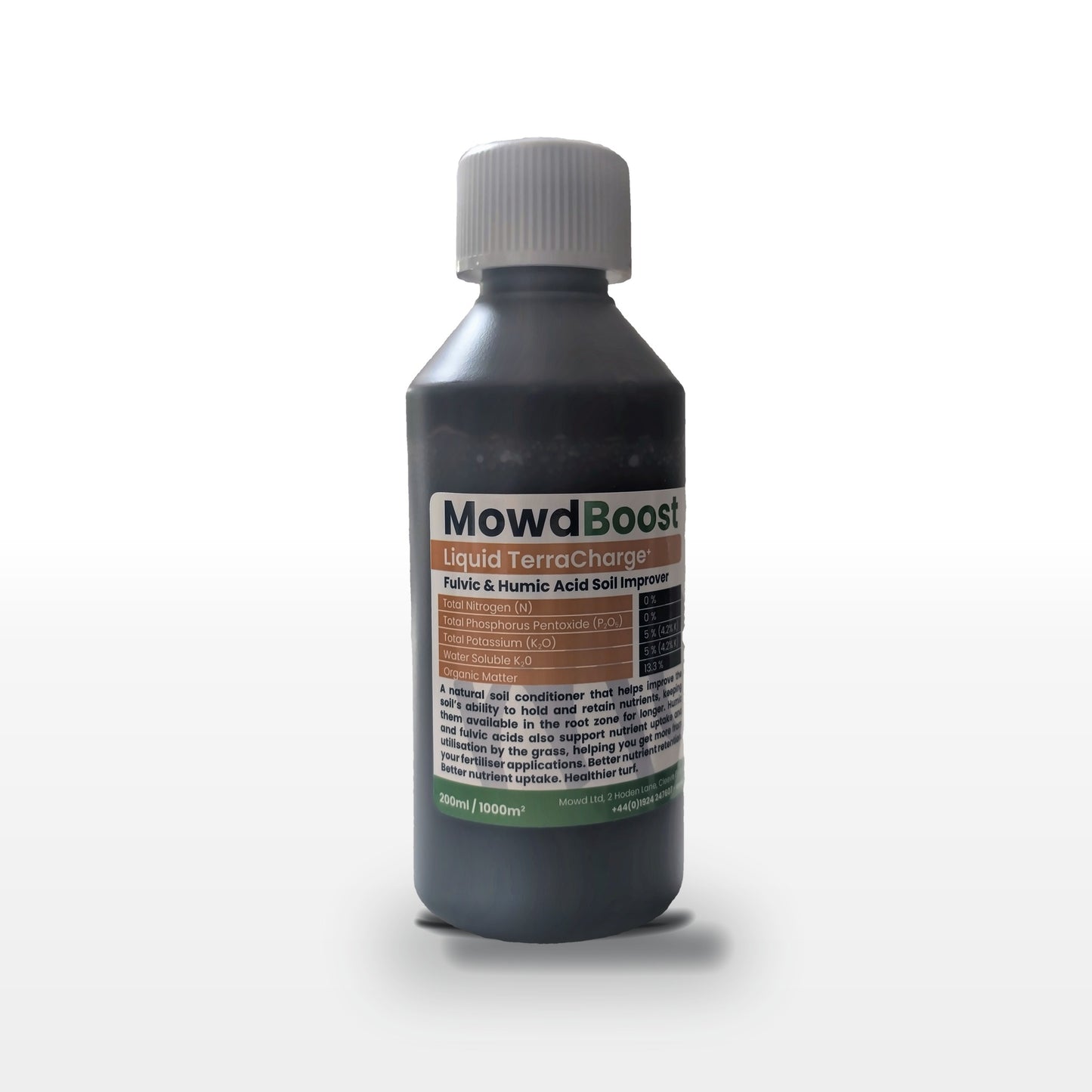 MowdBoost TerraCharge Liquid fulvic and humic acid soil improver, 200ml bottle