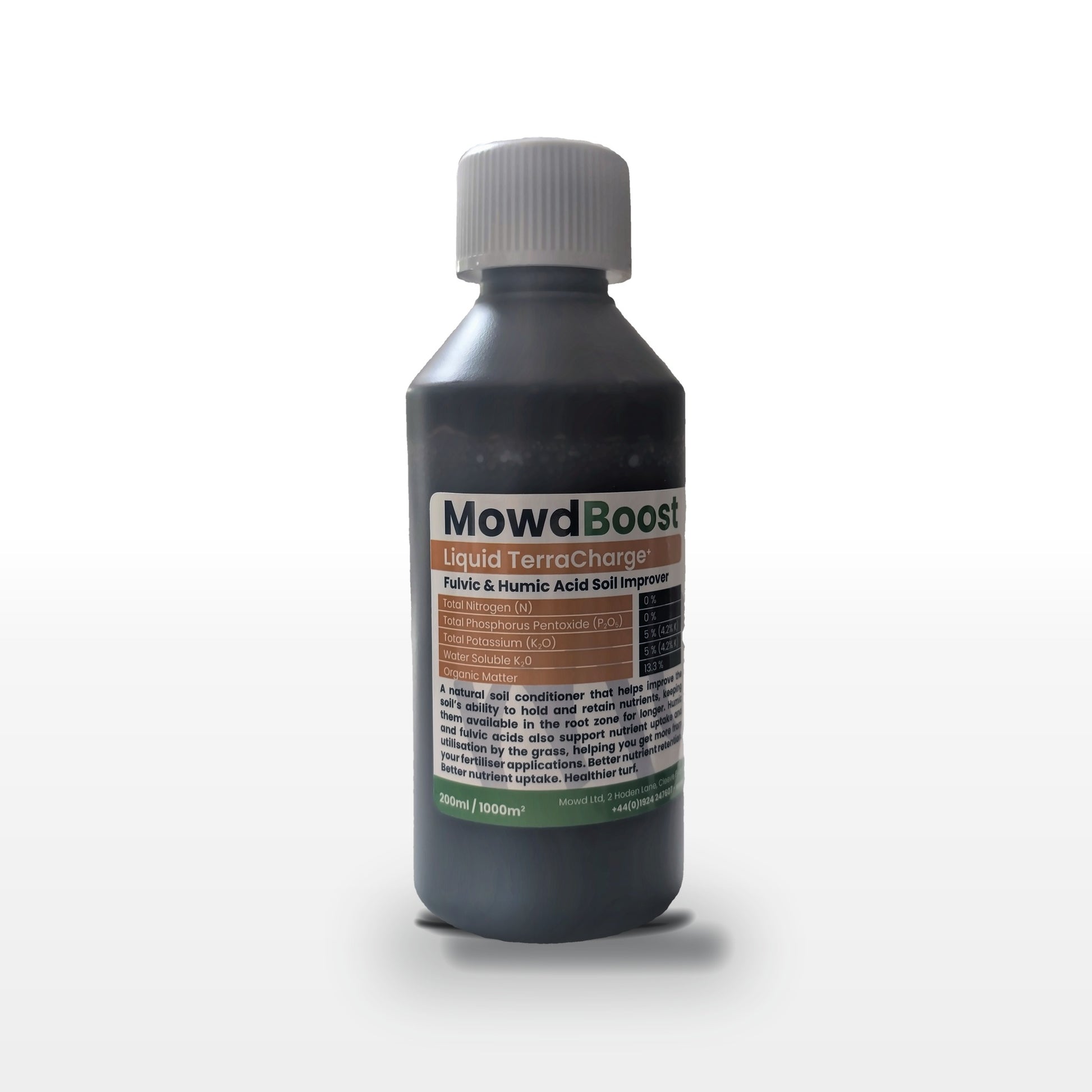 MowdBoost TerraCharge Liquid fulvic and humic acid soil improver, 200ml bottle