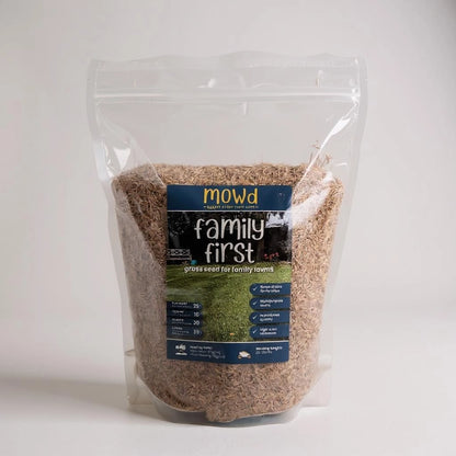 Family First multi-purpose lawn seed by Mowd