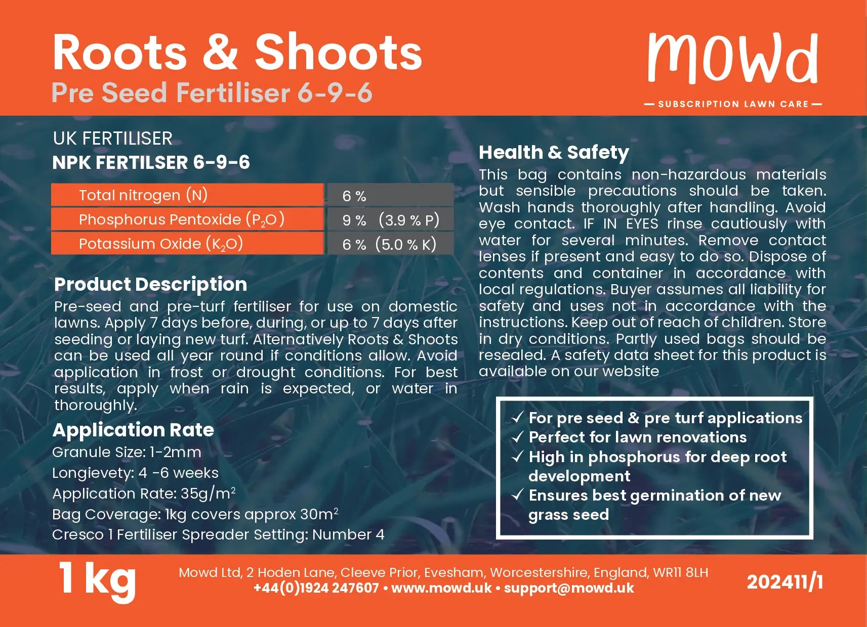 Roots & Shoots Pre-Seed Fertiliser 6-9-6