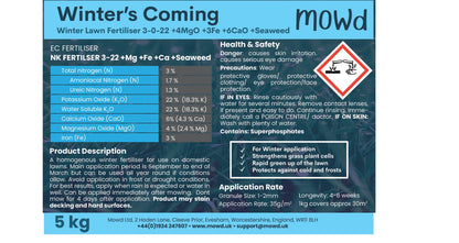 Winter's Coming Winter Lawn Fertiliser 3-0-22 +4%MgO +3%Fe +6%CaO +Seaweed