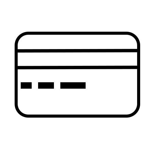 Basic black outlined image of a credit card
